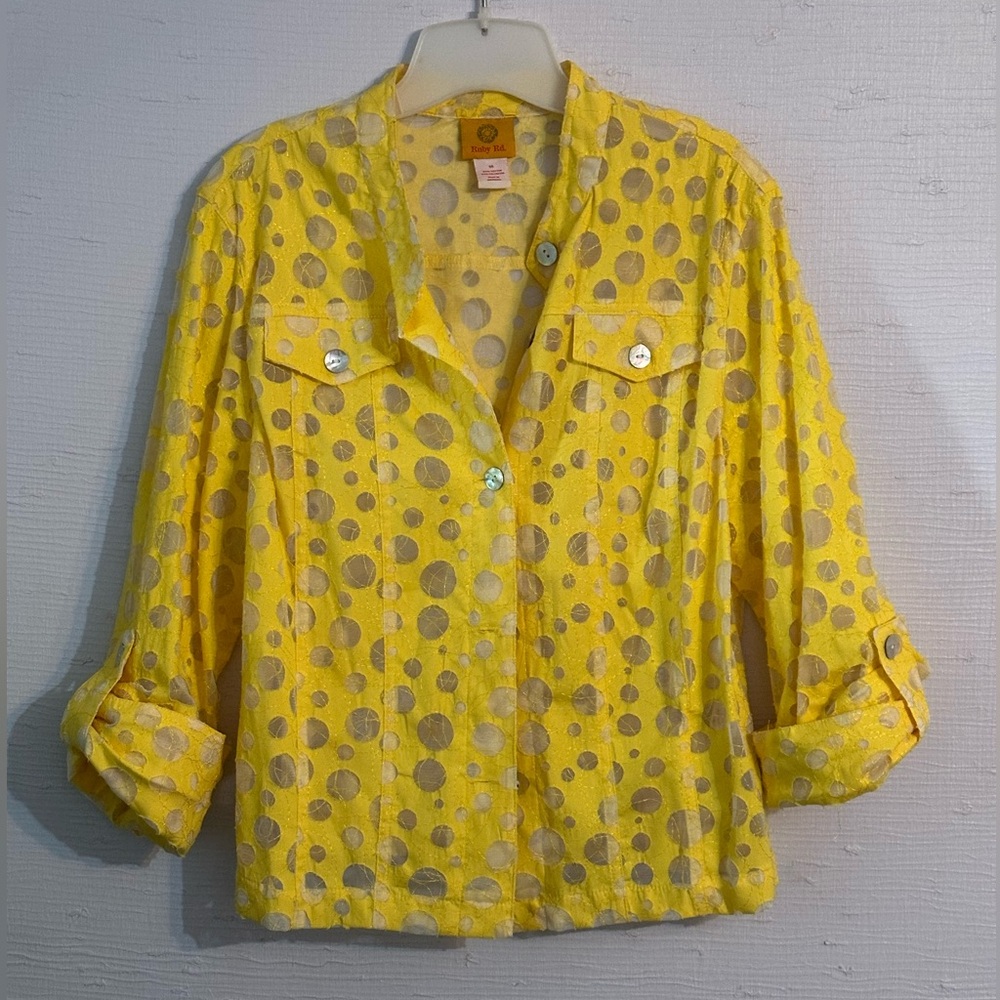 Ruby Rd - Polka Dot Button Down - Sz 14 - image 1